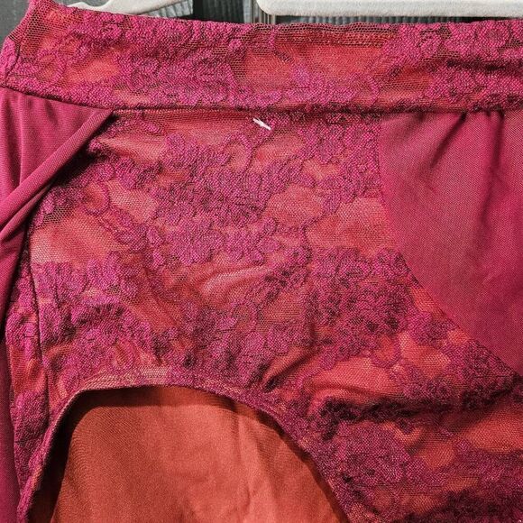 Weissman NWOT adult XL extra large dance skirt mesh maroon lyrical tap contempor - Picture 4 of 6